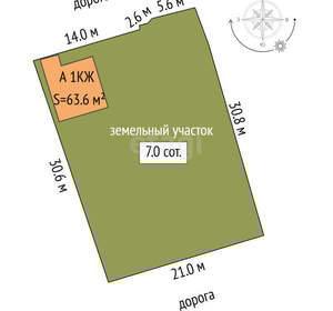 Дача 64м², 1-этажный, участок 7 сот.  