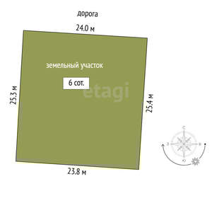 Дом 60м&sup2;, 1-этажный, участок 6 сот.  