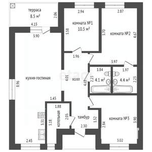 Дом 108м², 1-этажный, участок 6 сот.  