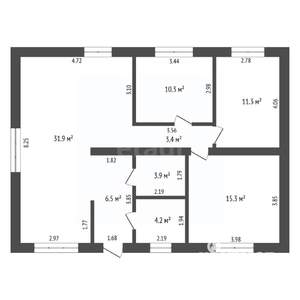 Дом 92м&sup2;, 1-этажный, участок 8 сот.  