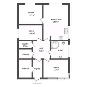 Дом 95м², 1-этажный, участок 6 сот.  