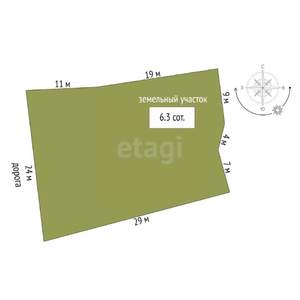 Дом 72м&sup2;, 1-этажный, участок 6 сот.  