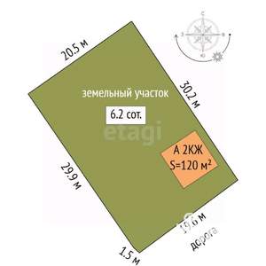 Дом 120м², 2-этажный, участок 6 сот.  