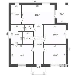 Дом 114м&sup2;, 1-этажный, участок 12 сот.  