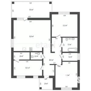 Дом 125м&sup2;, 1-этажный, участок 7 сот.  