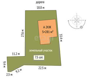 Дом 281м&sup2;, 2-этажный, участок 7 сот.  