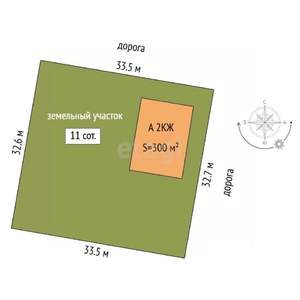 Дом 300м&sup2;, 3-этажный, участок 11 сот.  