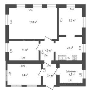 Коттедж 64м&sup2;, 1-этажный, участок 7 сот.  