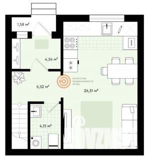 Таунхаус 81м&sup2;, 3-этажный, участок 1 сот.  