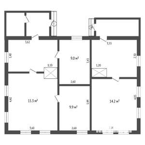 Коттедж 64м&sup2;, 1-этажный, участок 6 сот.  