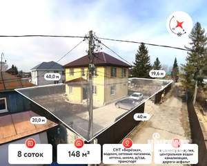 Дом 148м², 2-этажный, участок 8 сот.  
