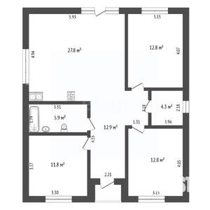 Дом 92м&sup2;, 1-этажный, участок 6 сот.  