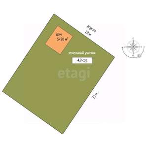 Дом 50м², 2-этажный, участок 5 сот.  