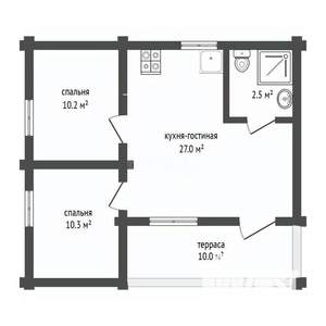 Дом 60м&sup2;, 1-этажный, участок 5 сот.  