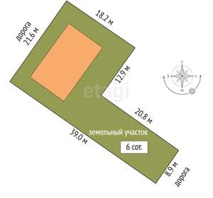 Дом 190м², 2-этажный, участок 6 сот.  