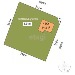 Дача 58м², 2-этажный, участок 6 сот.  