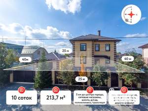 Дом 214м&sup2;, 3-этажный, участок 10 сот.  