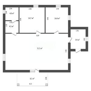 Дом 80м&sup2;, 2-этажный, участок 6 сот.  