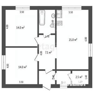 Дом 72м², 1-этажный, участок 5 сот.  