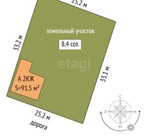 Дом 92м², 2-этажный, участок 8 сот.  