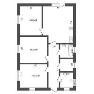 Коттедж 75м², 1-этажный, участок 6 сот.  