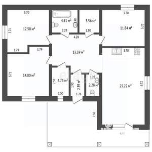 Дом 100м², 1-этажный, участок 8 сот.  