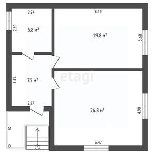 Дом 66м², 1-этажный, участок 10 сот.  