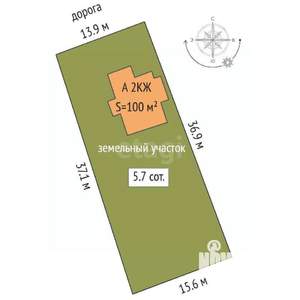 Дом 123м&sup2;, 2-этажный, участок 7 сот.  