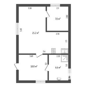 Коттедж 50м&sup2;, 1-этажный, участок 6 сот.  