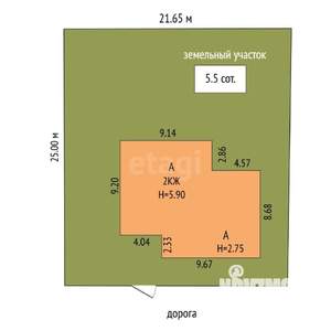 Дом 164м&sup2;, 2-этажный, участок 6 сот.  