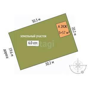 Дача 57м², 2-этажный, участок 6 сот.  