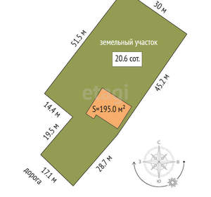 Дом 195м², 2-этажный, участок 9 сот.  