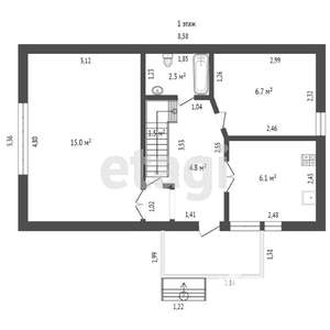 Дом 63м&sup2;, 2-этажный, участок 3 сот.  