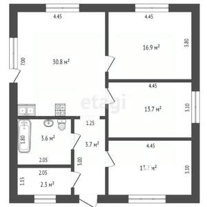 Дом 92м&sup2;, 1-этажный, участок 5 сот.  