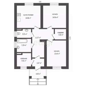 Дом 80м&sup2;, 1-этажный, участок 8 сот.  