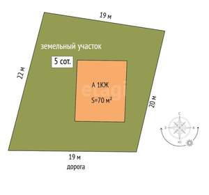 Дом 70м², 1-этажный, участок 5 сот.  