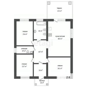 Дом 124м², 1-этажный, участок 7 сот.  