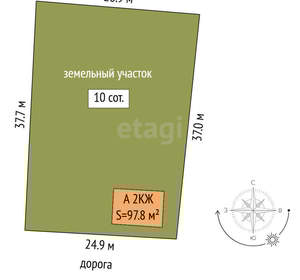 Дача 98м², 2-этажный, участок 10 сот.  