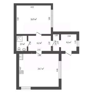 Дом 58м&sup2;, 1-этажный, участок 2 сот.  