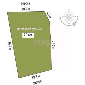 Дом 76м², 1-этажный, участок 7 сот.  