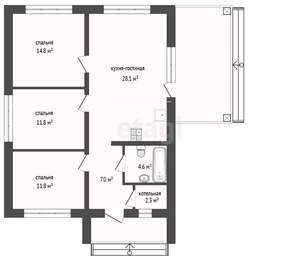 Дом 104м², 1-этажный, участок 6 сот.  