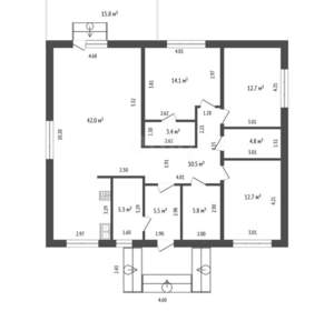 Дом 140м², 1-этажный, участок 8 сот.  