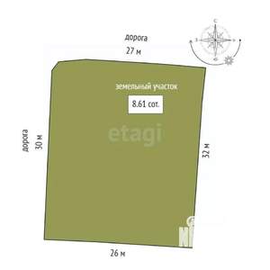 Дом 64м&sup2;, 2-этажный, участок 9 сот.  