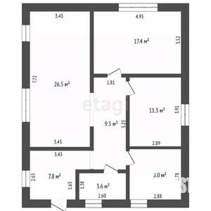 Дом 90м&sup2;, 2-этажный, участок 6 сот.  