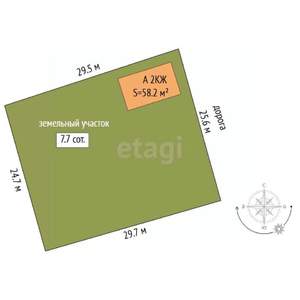 Дом 58м², 2-этажный, участок 8 сот.  