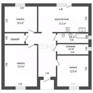 Дом 100м², 1-этажный, участок 6 сот.  