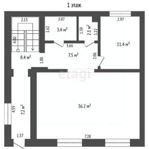Дом 171м², 2-этажный, участок 6 сот.  