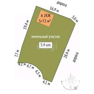 Дом 72м², 2-этажный, участок 5 сот.  