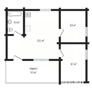 Коттедж 42м², 1-этажный, участок 5 сот.  