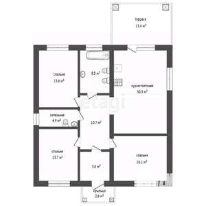 Дом 124м&sup2;, 1-этажный, участок 7 сот.  